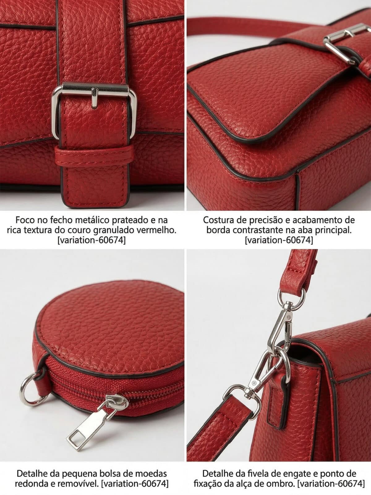 Bolsa De Ombro Baguette Y2K Texturizada Com Fivela E Porta Moedas Removível - Imagem 6