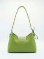 Bolsa De Ombro Baguette Verde Abacate Fashion Y2K Com Corrente Prata E Fivela - Imagem 3
