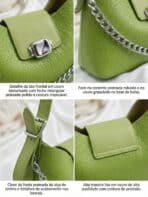 Bolsa De Ombro Baguette Verde Abacate Fashion Y2K Com Corrente Prata E Fivela - Imagem 6