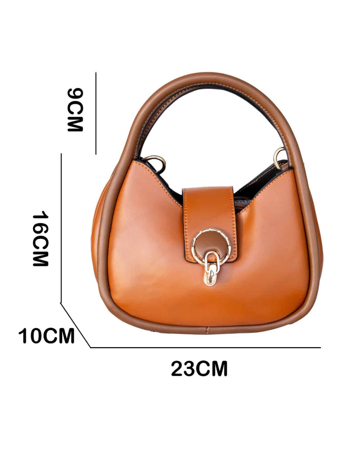Bolsa Feminina Casual Pequena - Couro Sintético, Alça Dupla e Detalhes Dourados - Imagem 7