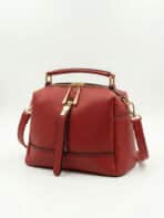 Bolsa De Ombro Baú Estruturada Minimalista Alça Transversal Ferragens Douradas - Imagem 2