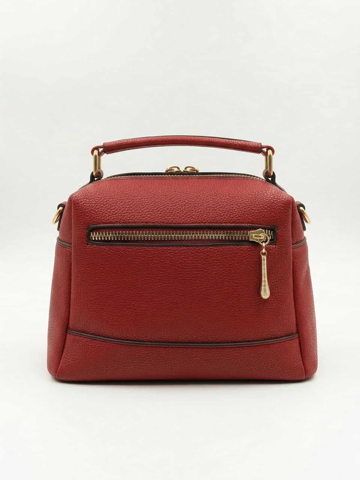 Bolsa De Ombro Baú Estruturada Minimalista Alça Transversal Ferragens Douradas - Imagem 3