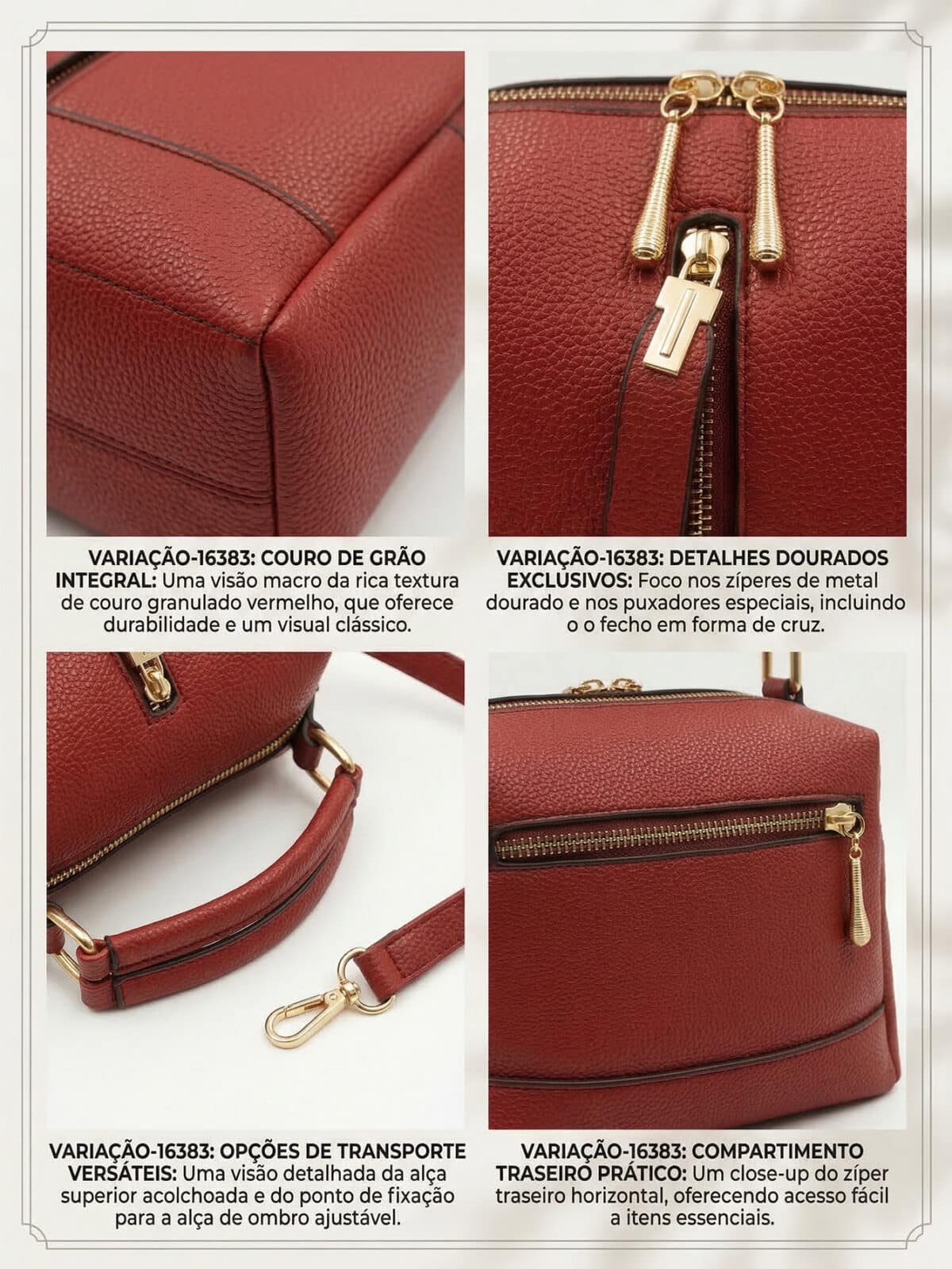 Bolsa De Ombro Baú Estruturada Minimalista Alça Transversal Ferragens Douradas - Imagem 5