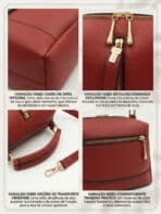 Bolsa De Ombro Baú Estruturada Minimalista Alça Transversal Ferragens Douradas - Imagem 5