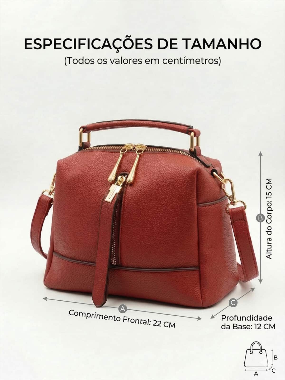 Bolsa De Ombro Baú Estruturada Minimalista Alça Transversal Ferragens Douradas - Imagem 6