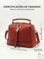Bolsa De Ombro Baú Estruturada Minimalista Alça Transversal Ferragens Douradas - Imagem 6