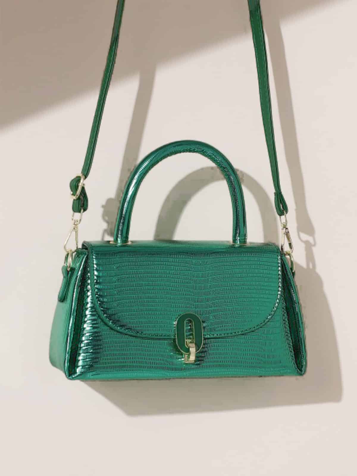Bolsa Transversal garotas quadrada padrão de crocodilo alça superior - Imagem 4