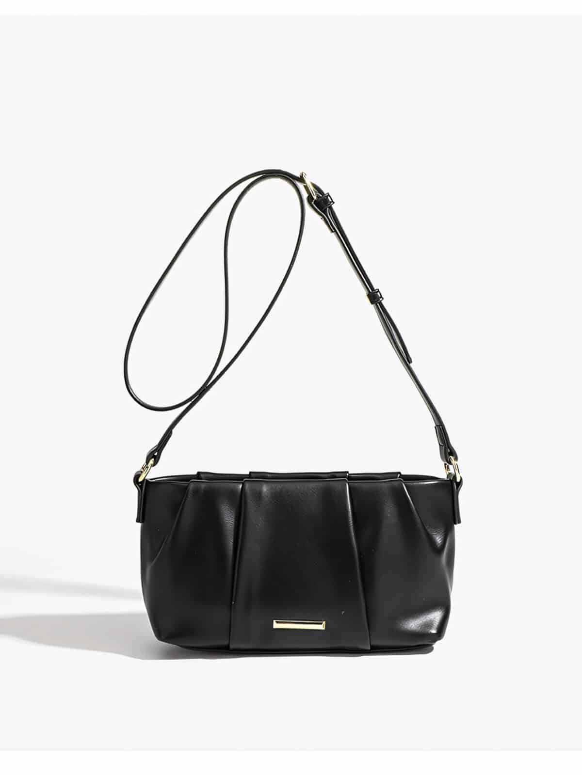 Bolsa De Ombro Baguete Minimalista Franzida Com Alça Trançada Y2K - Imagem 4
