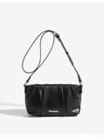 Bolsa De Ombro Baguete Minimalista Franzida Com Alça Trançada Y2K - Imagem 4
