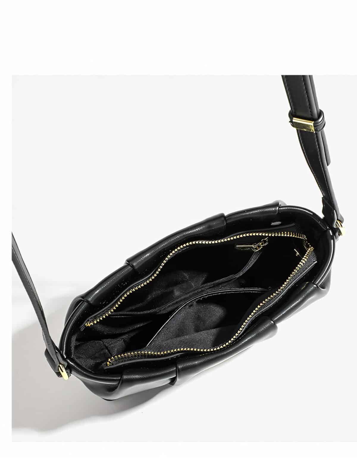 Bolsa De Ombro Baguete Minimalista Franzida Com Alça Trançada Y2K - Imagem 5