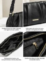Bolsa De Ombro Baguete Minimalista Franzida Com Alça Trançada Y2K - Imagem 7