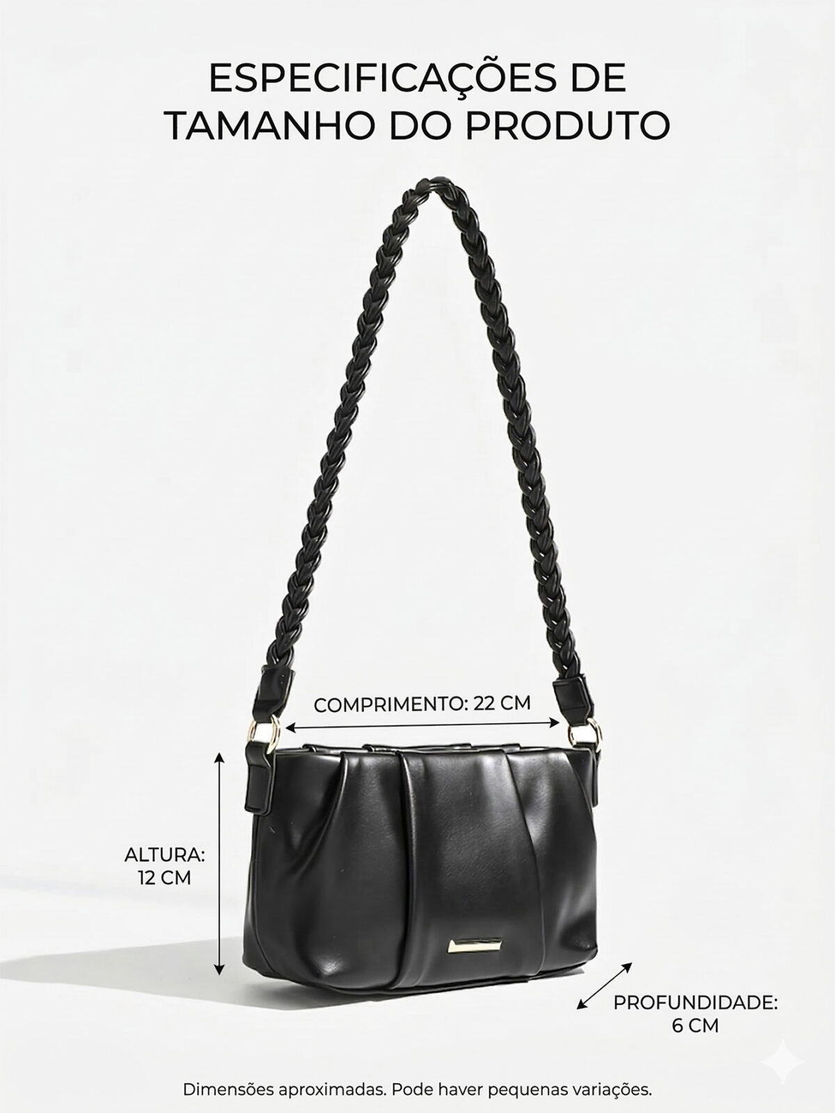Bolsa De Ombro Baguete Minimalista Franzida Com Alça Trançada Y2K - Imagem 9