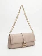 Bolsa De Ombro Baguette Minimalista Estilo Old Money Com Fivela B E Alça De Corrente - Imagem 2