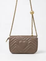 Bolsa De Ombro Matelassê Com Corrente Dourada Ajustável E Coração Minimalista Fashion - Imagem 3