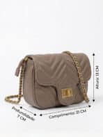 Bolsa De Ombro Matelassê Com Corrente Dourada Ajustável E Coração Minimalista Fashion - Imagem 7
