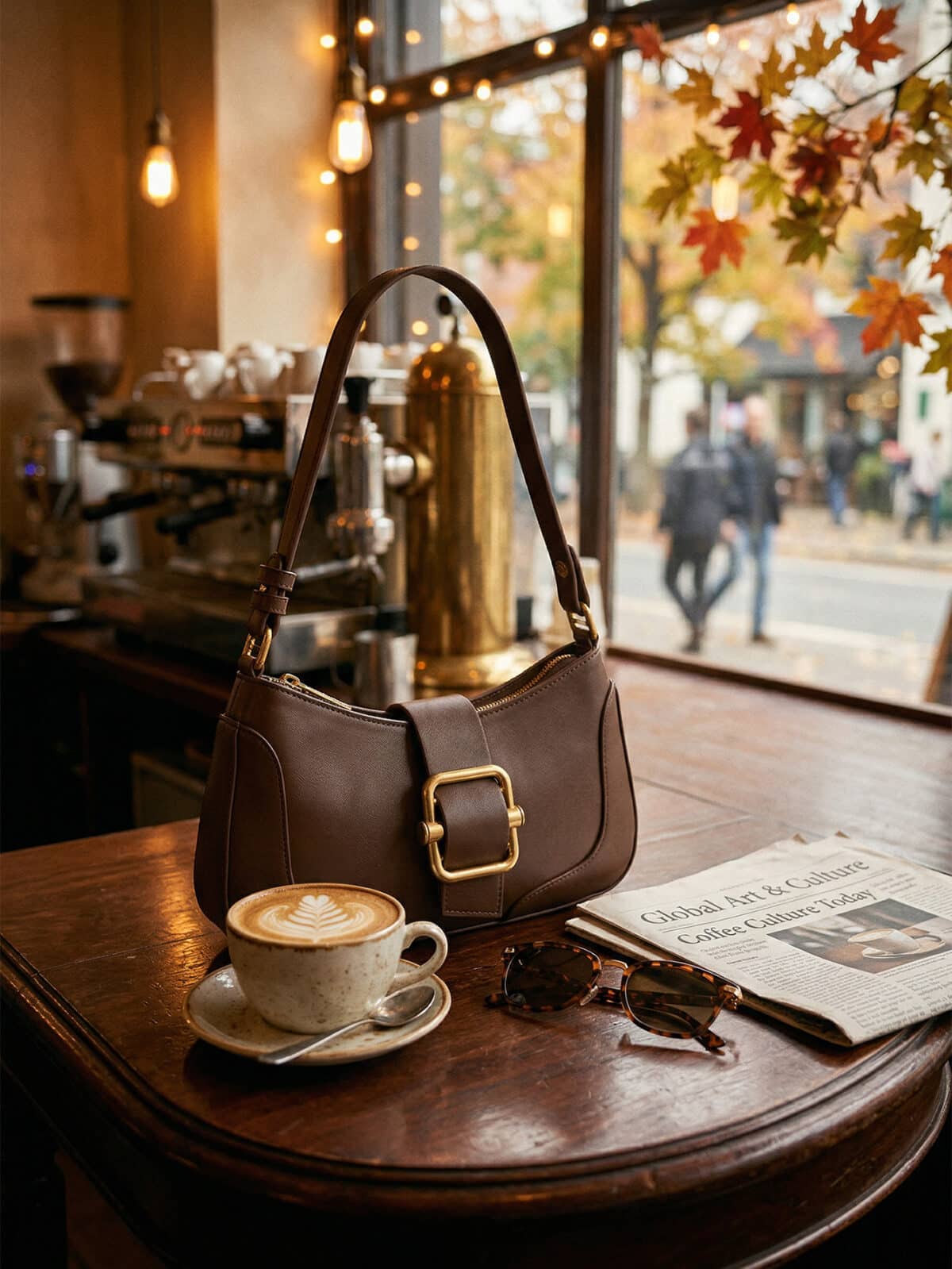 Bolsa De Ombro Minimalista Estilo Old Money Com Fivela Retrô - Imagem 6