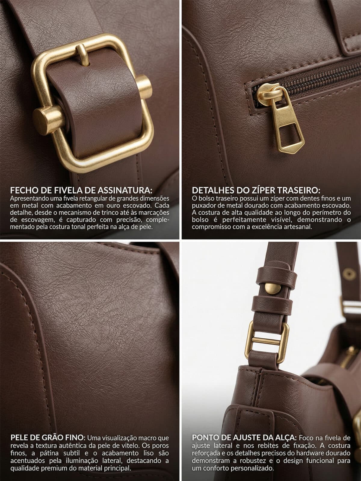 Bolsa De Ombro Minimalista Estilo Old Money Com Fivela Retrô - Imagem 7