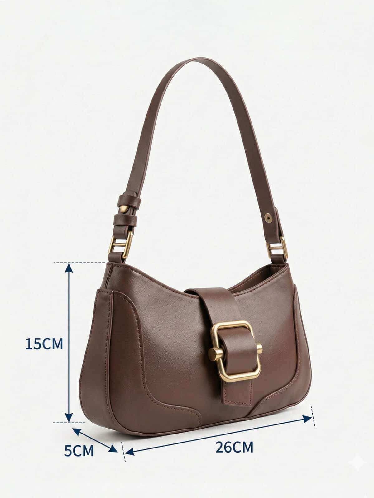 Bolsa De Ombro Minimalista Estilo Old Money Com Fivela Retrô - Imagem 8