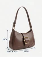 Bolsa De Ombro Minimalista Estilo Old Money Com Fivela Retrô - Imagem 8