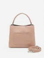 Bolsa De Ombro Minimalista Estruturada Com Detalhe Corrente E Argolas Prata - Imagem 3