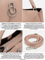 Bolsa De Ombro Minimalista Estruturada Com Detalhe Corrente E Argolas Prata - Imagem 5