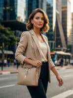 Bolsa De Ombro Minimalista Estruturada Elegante Ombro e Transversal Estilo Old Money - Imagem 5