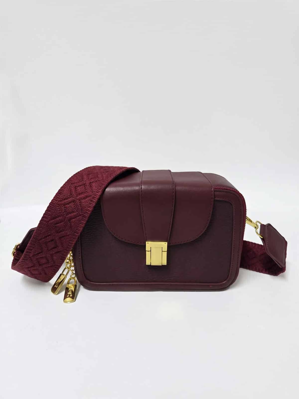 Bolsa Transversal Estruturada Elegante Com Alça Larga Larga E Fecho Dourado Casual Chic - Imagem 2