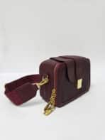Bolsa Transversal Estruturada Elegante Com Alça Larga Larga E Fecho Dourado Casual Chic - Imagem 3