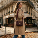 Bolsa Transversal Estruturada Elegante Com Alça Larga Larga E Fecho Dourado Casual Chic