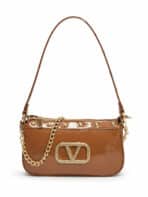 Bolsa De Ombro Baguette Y2K Glamour Verniz Com Strass Tachas E Corrente Dourada - Imagem 3