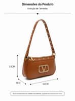 Bolsa De Ombro Baguette Y2K Glamour Verniz Com Strass Tachas E Corrente Dourada - Imagem 8