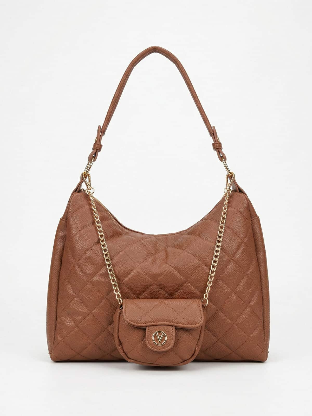 Bolsa De Ombro Hobo Matelassê Elegante Com Porta-Moedas E Corrente Dourada - Imagem 2