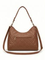 Bolsa De Ombro Hobo Matelassê Elegante Com Porta-Moedas E Corrente Dourada - Imagem 4