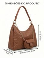 Bolsa De Ombro Hobo Matelassê Elegante Com Porta-Moedas E Corrente Dourada - Imagem 7