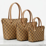 Kit 3 Bolsas Femininas Tote Ombro Transversal Estampa Xadrez Luxo Trabalho Viagem
