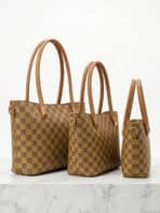 Kit 3 Bolsas Femininas Tote Ombro Transversal Estampa Xadrez Luxo Trabalho Viagem - Imagem 2