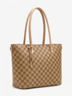 Kit 3 Bolsas Femininas Tote Ombro Transversal Estampa Xadrez Luxo Trabalho Viagem - Imagem 4