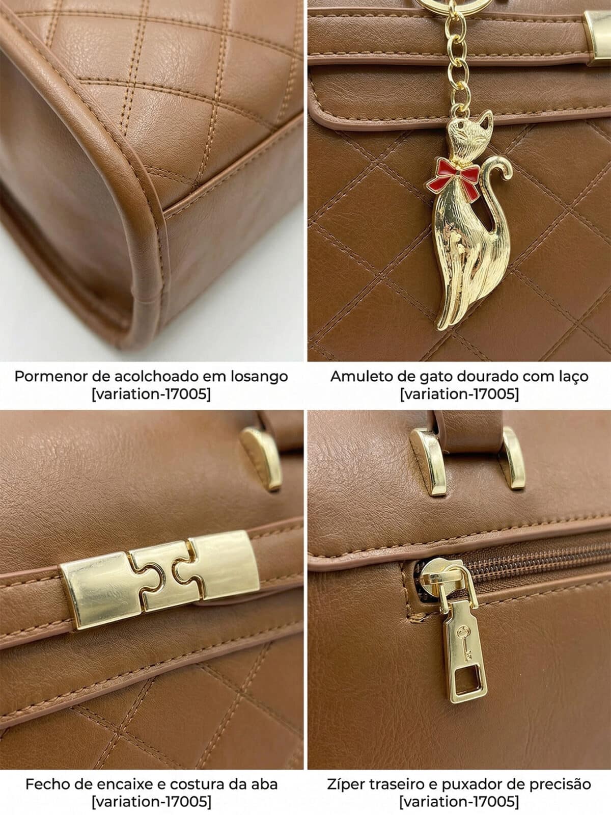 Bolsa De Ombro Baú Estruturada Matelassê Vintage Com Pingente Elegante - Imagem 5