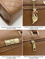 Bolsa De Ombro Baú Estruturada Matelassê Vintage Com Pingente Elegante - Imagem 5