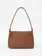 Bolsa De Ombro Minimalista Couro Textura Saffiano Estruturada Estilo Old Money - Imagem 3