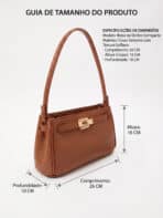 Bolsa De Ombro Minimalista Couro Textura Saffiano Estruturada Estilo Old Money - Imagem 6
