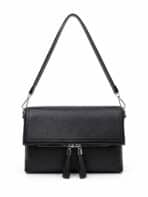 Bolsa De Ombro E Transversal Minimalista Texturizada Com Zíper Frontal Casual Chic