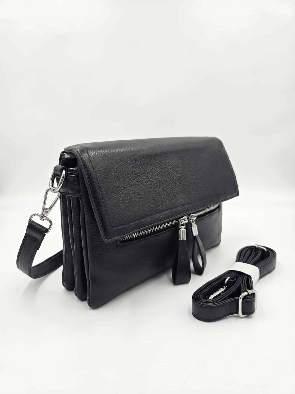 Bolsa De Ombro E Transversal Minimalista Texturizada Com Zíper Frontal Casual Chic - Imagem 2