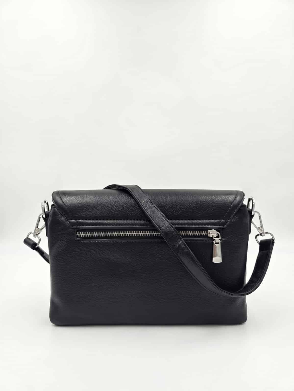 Bolsa De Ombro E Transversal Minimalista Texturizada Com Zíper Frontal Casual Chic - Imagem 3