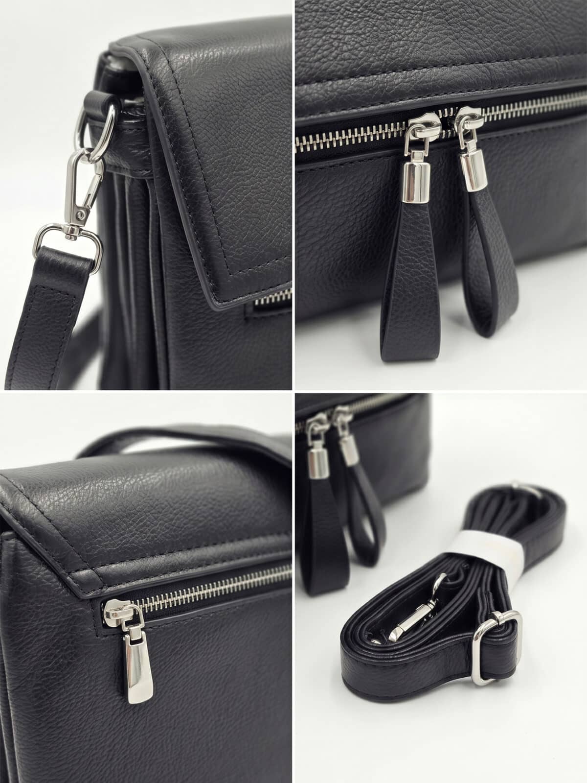 Bolsa De Ombro E Transversal Minimalista Texturizada Com Zíper Frontal Casual Chic - Imagem 5