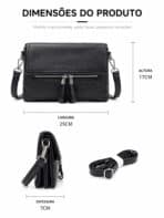 Bolsa De Ombro E Transversal Minimalista Texturizada Com Zíper Frontal Casual Chic - Imagem 7