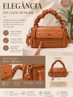 Bolsa De Ombro Minimalista Chic Detalhe Alça Franzida Ruched Bag Transversal - Imagem 6