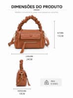 Bolsa De Ombro Minimalista Chic Detalhe Alça Franzida Ruched Bag Transversal - Imagem 7