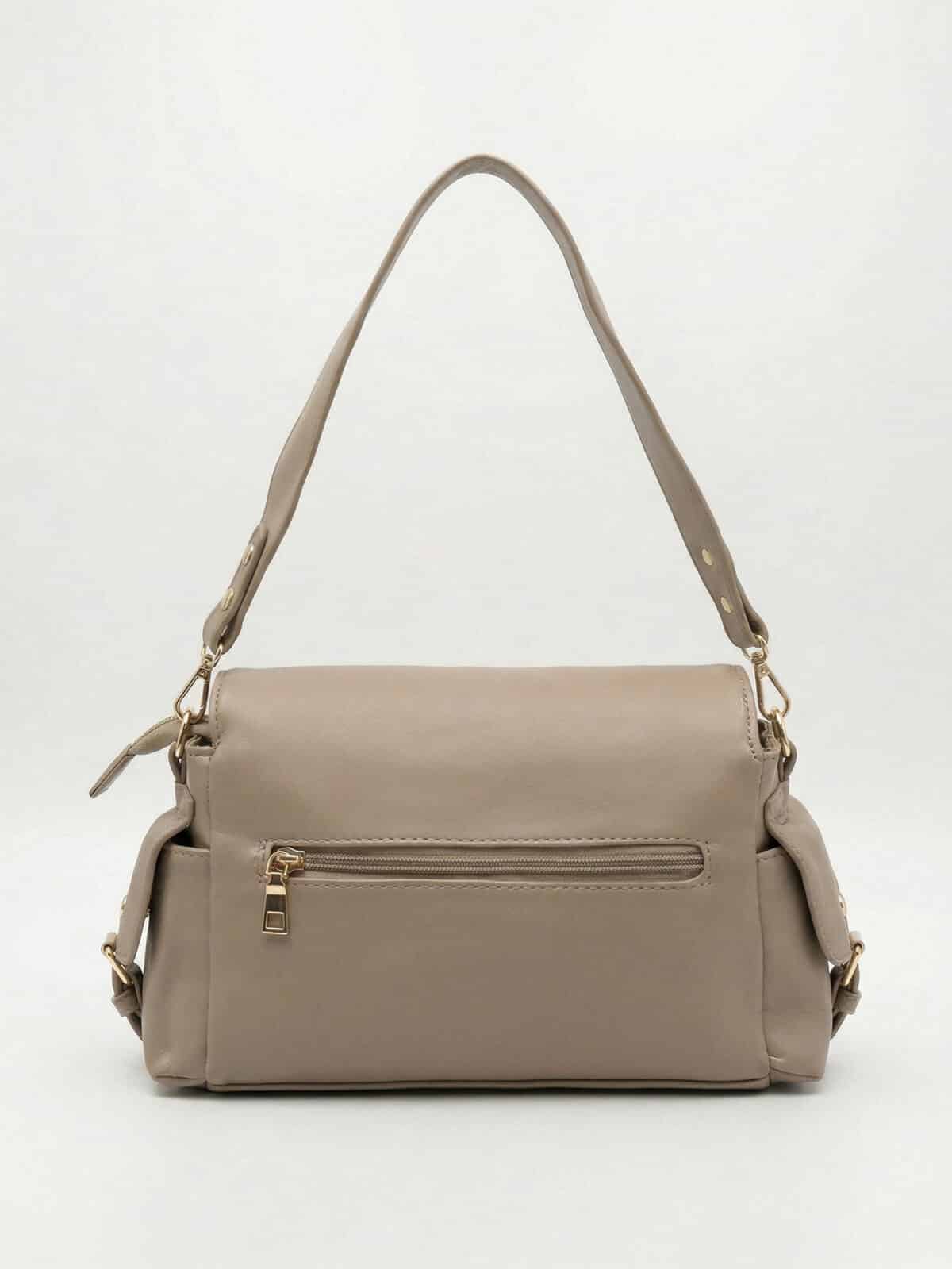 Bolsa De Ombro Flap Minimalista Estilo Utilitário Elegante Com Alça Transversal - Imagem 4