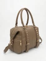 Bolsa De Ombro Baú Estruturada Com Rebites Minimalista Edgy Casual Chic Com Alça Extra - Imagem 3